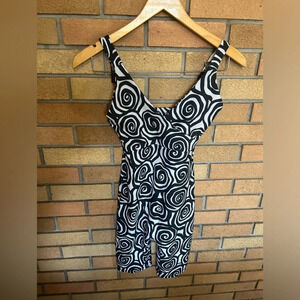 Anthropologie Dazey LA Black and White Tripnosis Swirl Bodysuit Size Small
